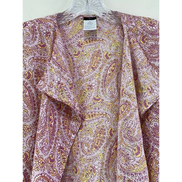 J Crew Lightweight Linen Beach Poncho Sz M/L Pink Paisley Tassel Kimono Cover Up - Picture 7 of 8